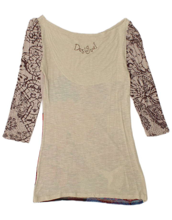DESIGUAL Kvinders grafisk top 3/4 ærme UK 8 Small Multicolored Floral