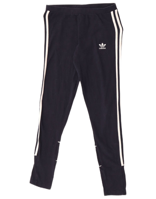 Adidas Dame Leggings UK 10 Small Navy Blue Bomuld