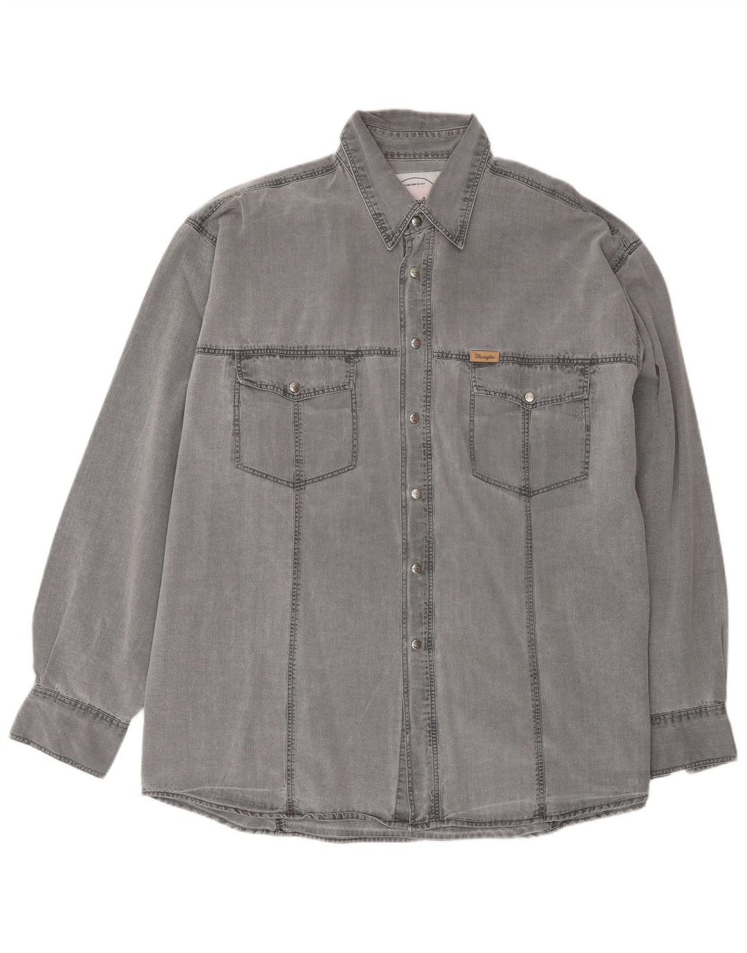 Wrangler Denimskjorte til mænd XL Grå bomuld