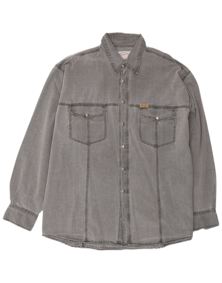 Wrangler Denimskjorte til mænd XL Grå bomuld
