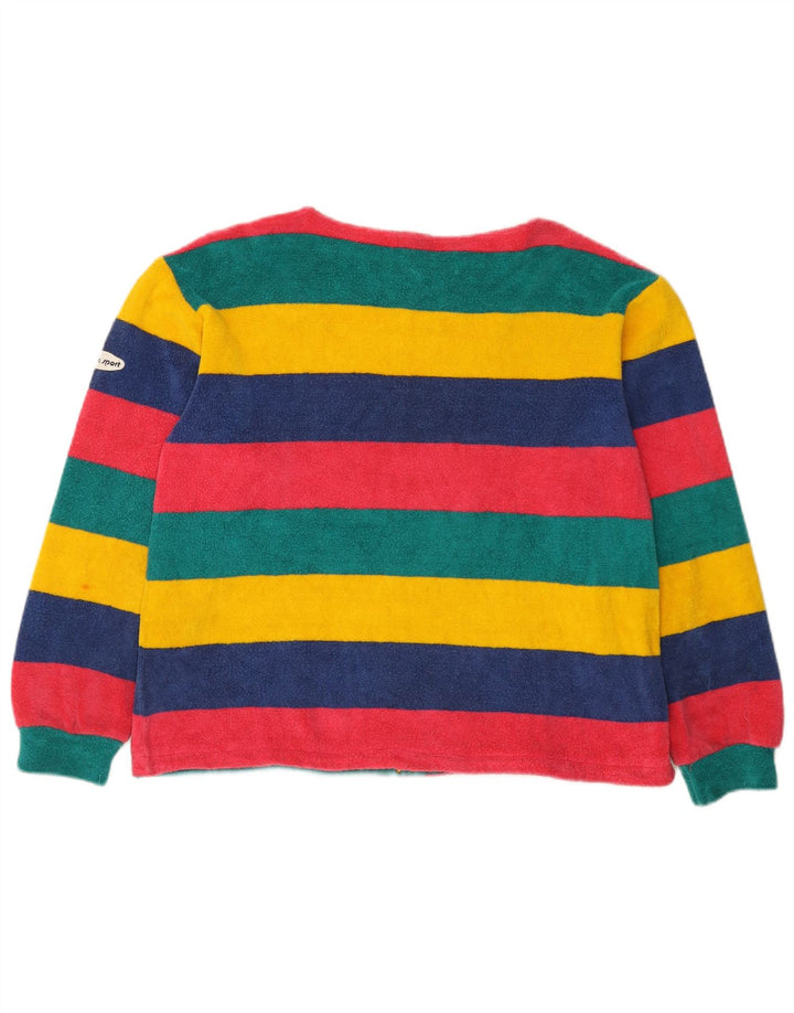 Vintage dame fleecetrøje IT 44 Medium flerfarvet stribet bomuld