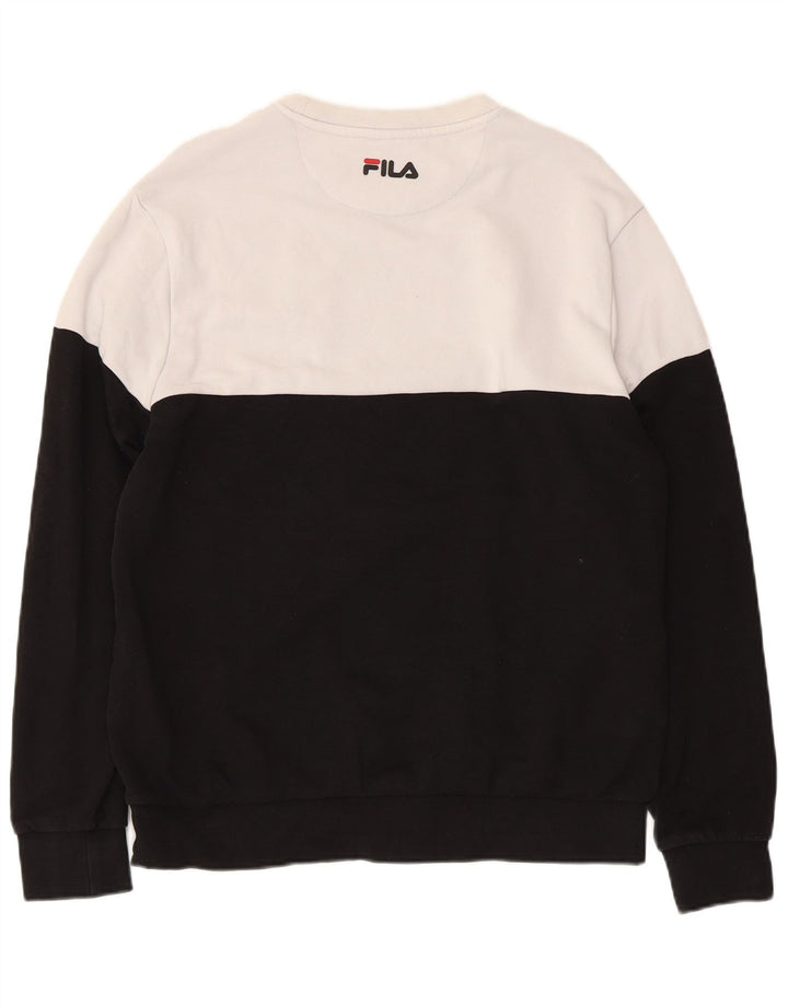 FILA Graphic Sweatshirt Jumper UK 14 Medium Sort Colourblock
