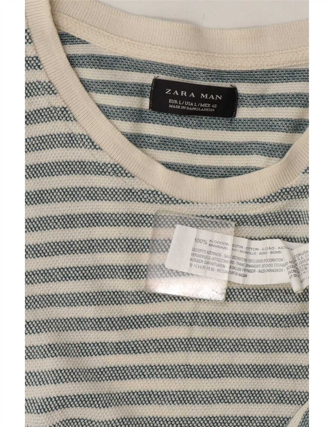 Zara Herre T-shirt Top Stor grå stribet bomuld