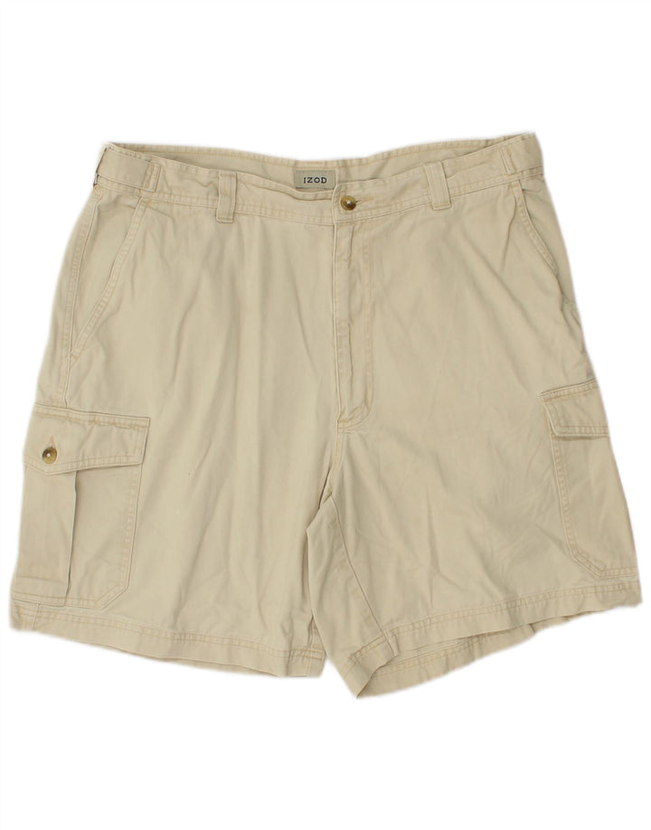 IZOD Herre Cargo Shorts W34 Large Beige Bomuld