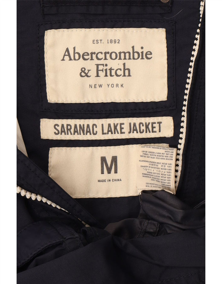 Abercrombie & Fitch Herre Bomber Jacket UK 38 Medium Navy Blue Nylon