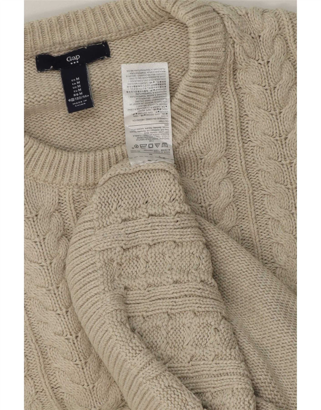 Gap Herre Crew Neck Jumper Sweater Medium Beige Bomuld