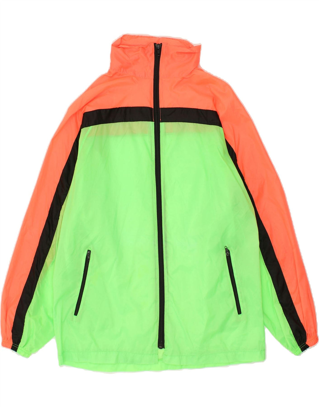 VINTAGE Mens Hooded Rain Jacket UK 38 Medium Green Colourblock Vintage Vintage and Second-Hand Vintage from Messina Hembry 