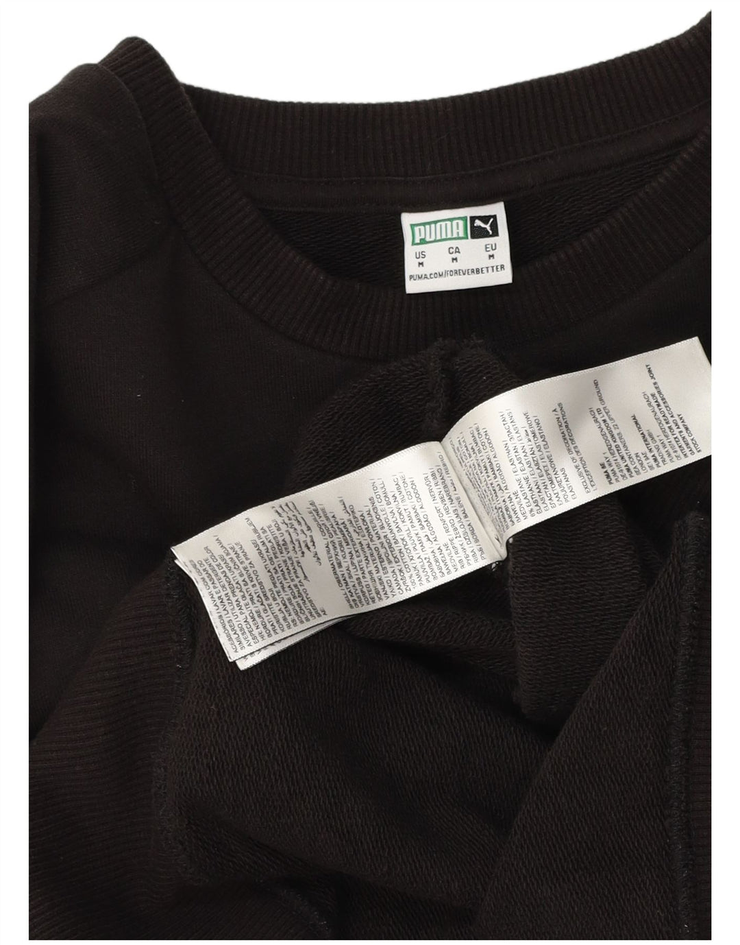Puma Womens Graphic Crop Sweatshirt Jumper UK 14 Medium Sort Bomuld