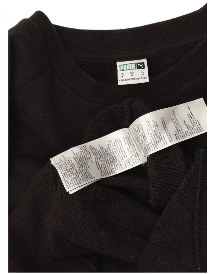 Puma Womens Graphic Crop Sweatshirt Jumper UK 14 Medium Sort Bomuld