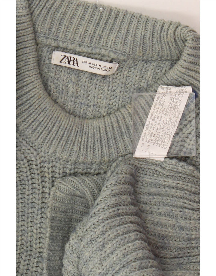 Zara Herre Crew Neck Jumper Sweater Medium Blue Flecked Acryl