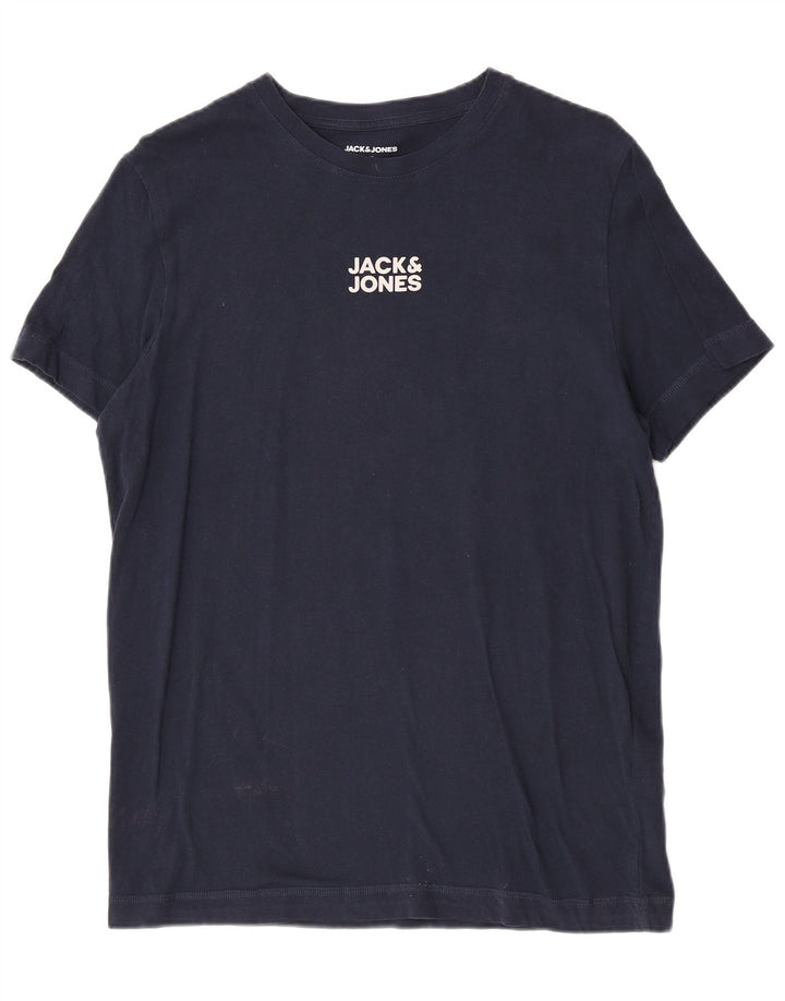 Jack & Jones Herre T-Shirt Top Medium Marineblå Bomuld