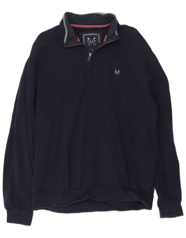 Besætningstøj Herre Zip Neck Sweatshirt Jumper XL Navy Blue Bomuld