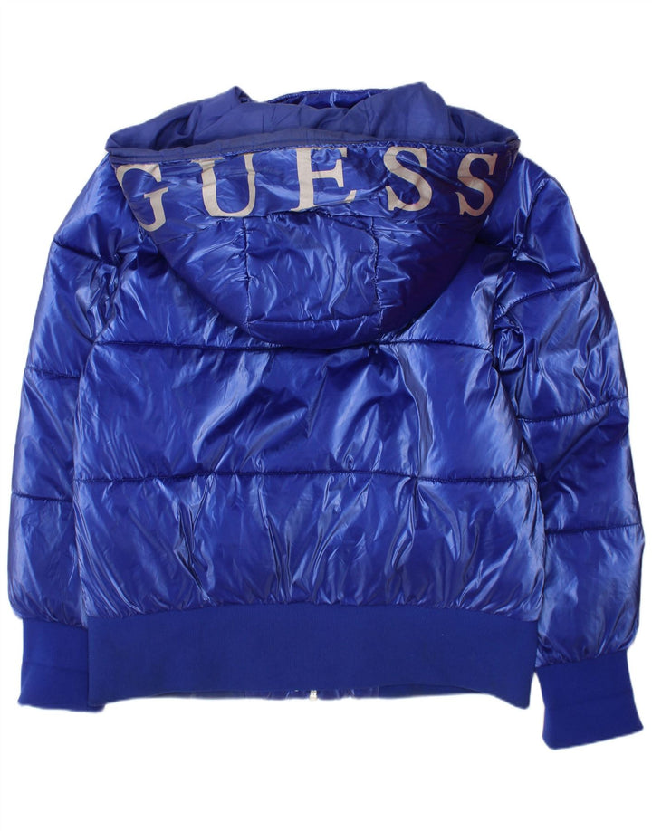 Guess piger grafisk polstret hættejakke 9-10 år blå polyester