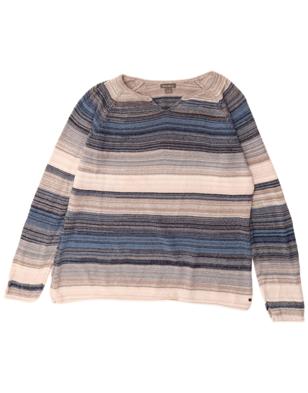 EDDIE BAUER Dame V-hals sweater UK 18 XL Flerfarvet stribet