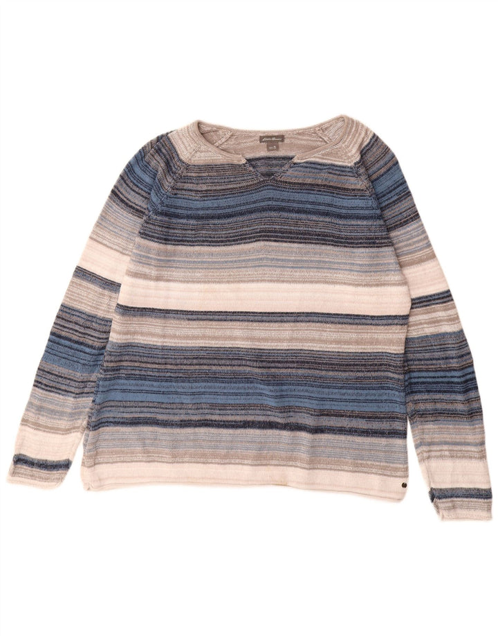 EDDIE BAUER Dame V-hals sweater UK 18 XL Flerfarvet stribet