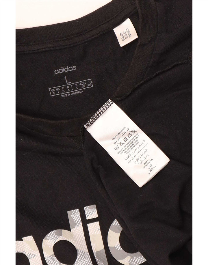 Adidas Grafisk T-shirt top til mænd, stor sort bomuld