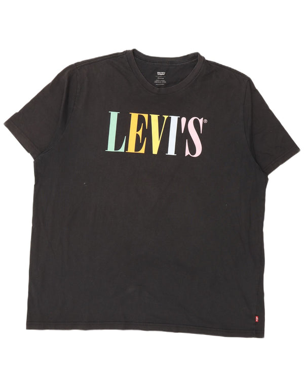 Levi's Herre Relaxed Fit Grafisk T-Shirt Top 2XL Sort Bomuld