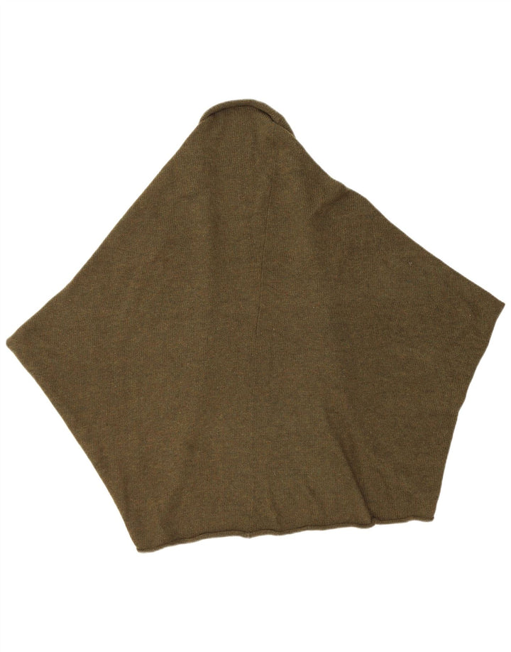 Zara Dame Poncho Cardigan Sweater UK 14 Medium Khaki Polyester