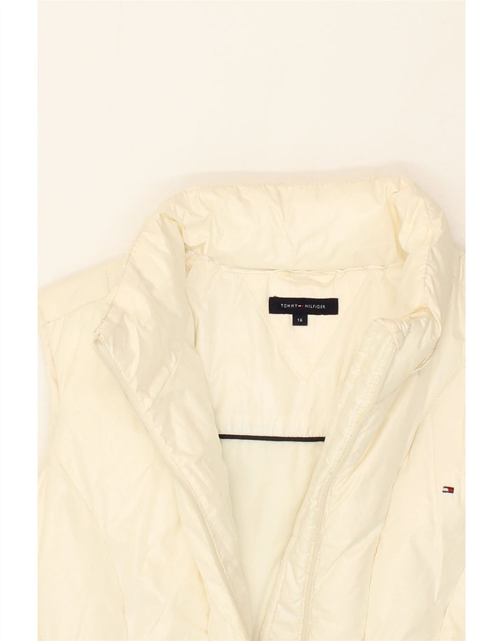 TOMMY HILFIGER Girls Padded Gilet 15-16 Years Off White Polyester Vintage Tommy Hilfiger and Second-Hand Tommy Hilfiger from Messina Hembry 