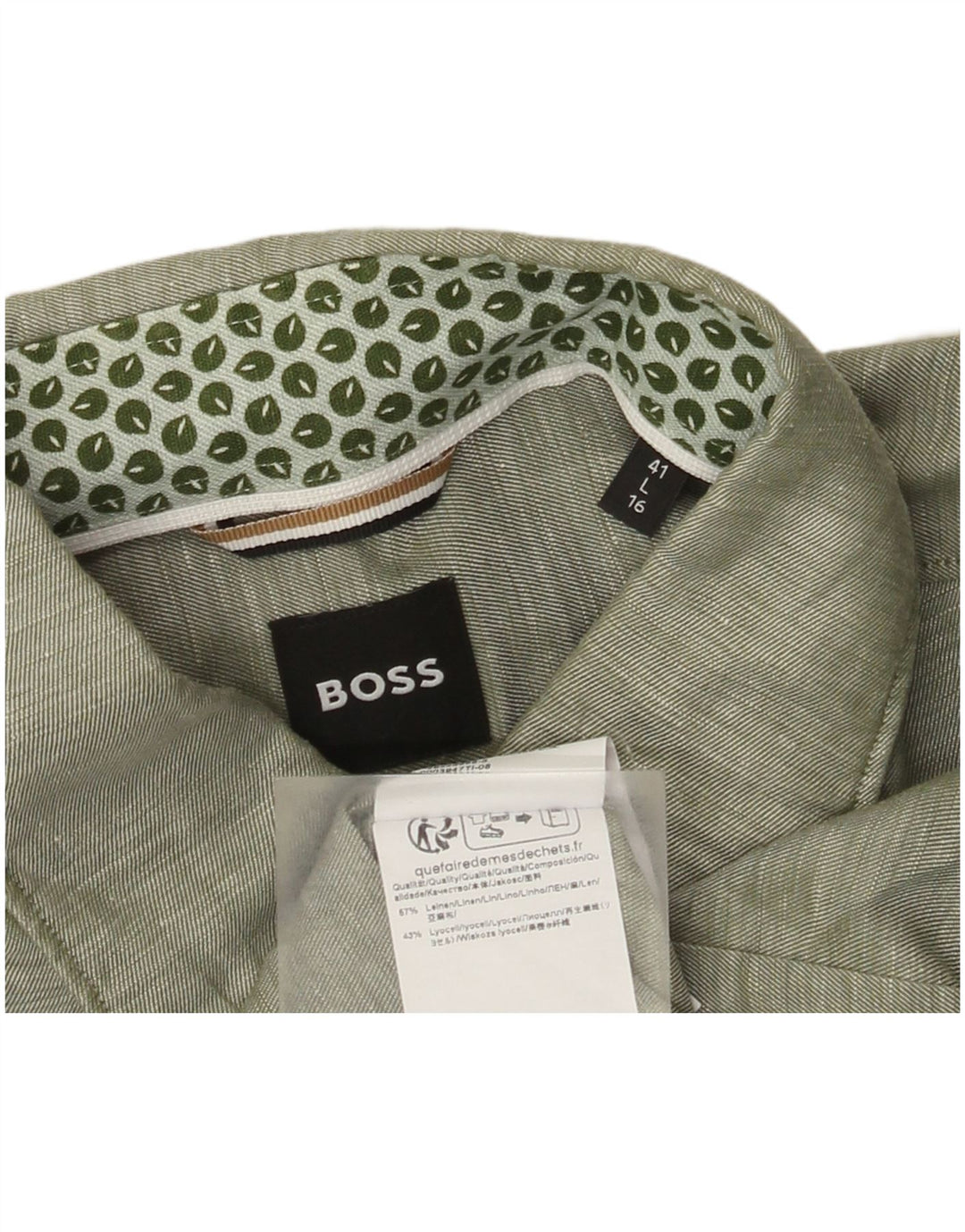 Hugo Boss Herreskjorte str. 41 Large Green Linen