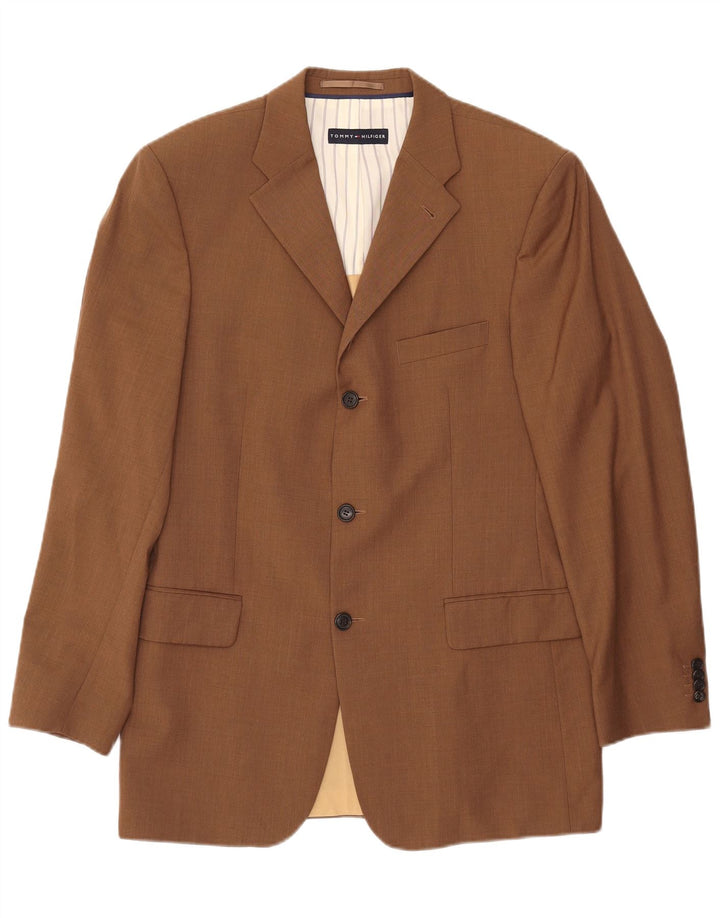 TOMMY HILFIGER Herre 3-knaps blazerjakke UK 38 Mellem brun uld