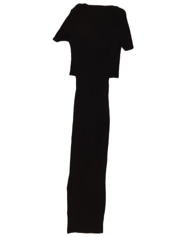 Zara Dame Maxi Dress UK 12 Medium Sort Bomuld