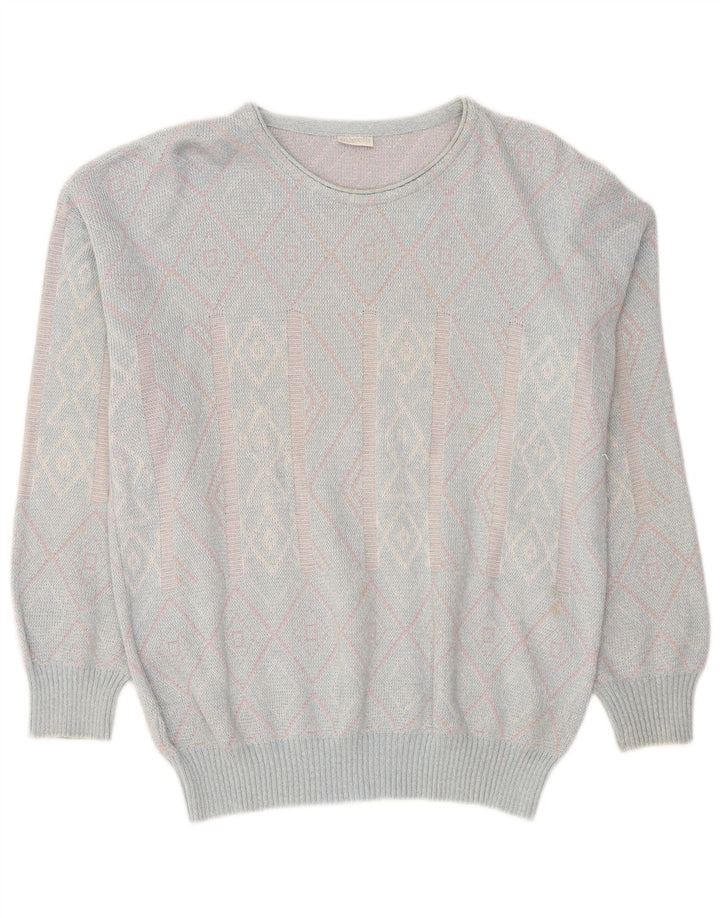 Maselli Dame Boat Neck Jumper Sweater IT 54 3XL Blå Argyle/Diamond