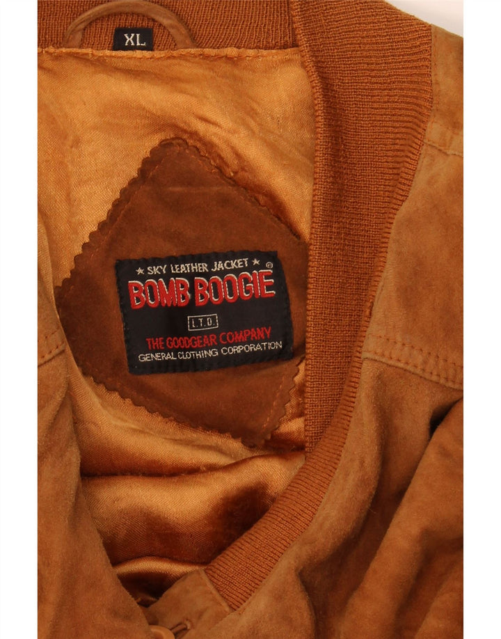 BOMB BOOGIE Mens Suede Bomber Jacket UK 42 XL Brown Leather Vintage Bomb Boogie and Second-Hand Bomb Boogie from Messina Hembry 
