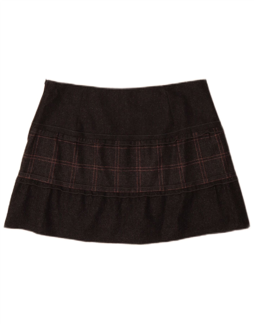 Benetton Dame Mini Nederdel IT 44 Medium W30 Grå Ternet Virgin Wool