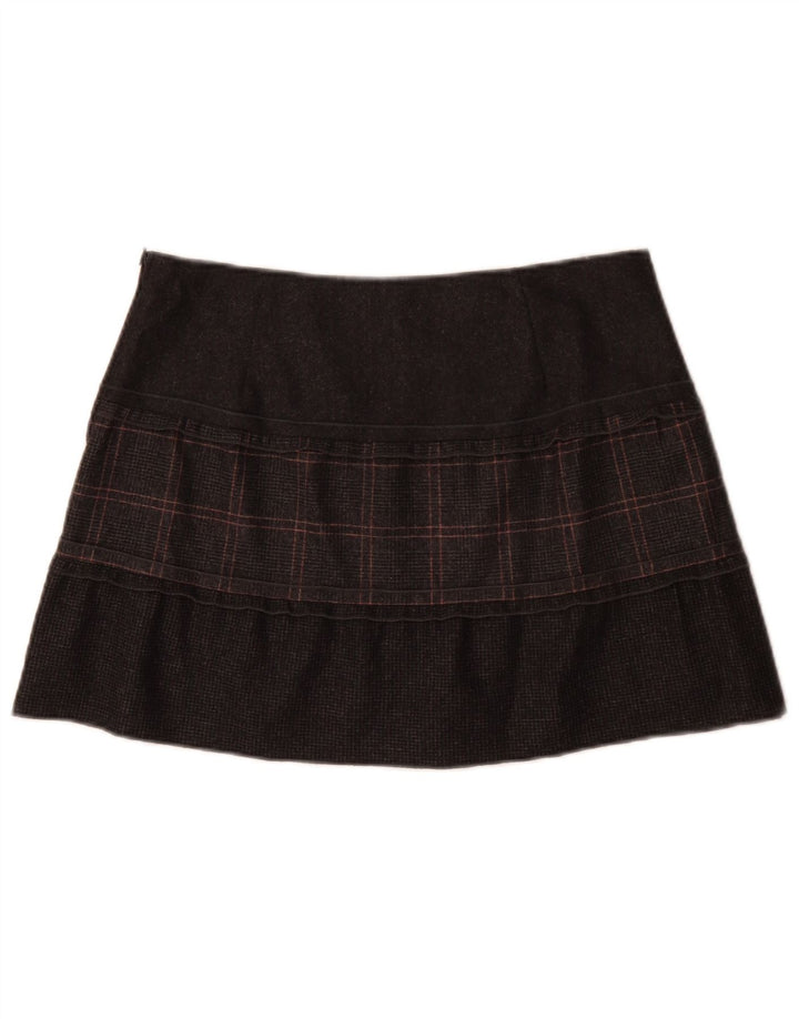 Benetton Dame Mini Nederdel IT 44 Medium W30 Grå Ternet Virgin Wool