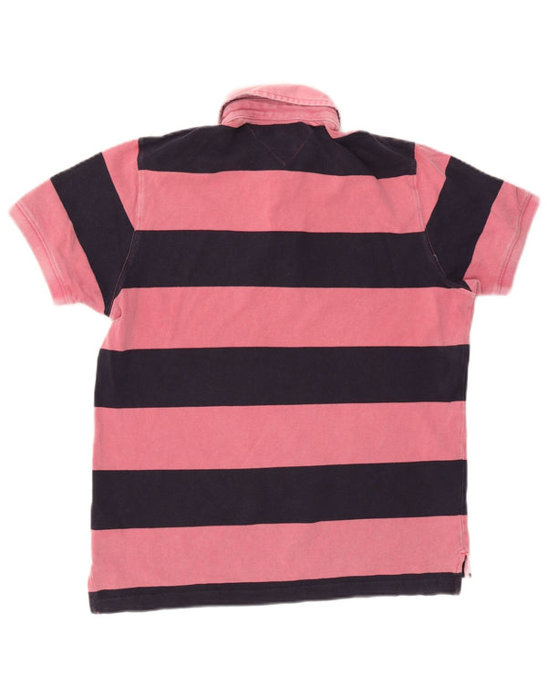 Tommy Hilfiger Herre Slim Fit Polo Shirt Medium Pink Stribet Bomuld