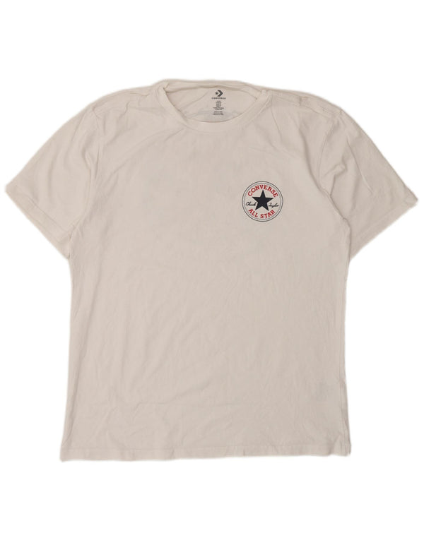 Converse Herre Chuck Taylor Grafisk T-Shirt Top Medium Hvid Bomuld