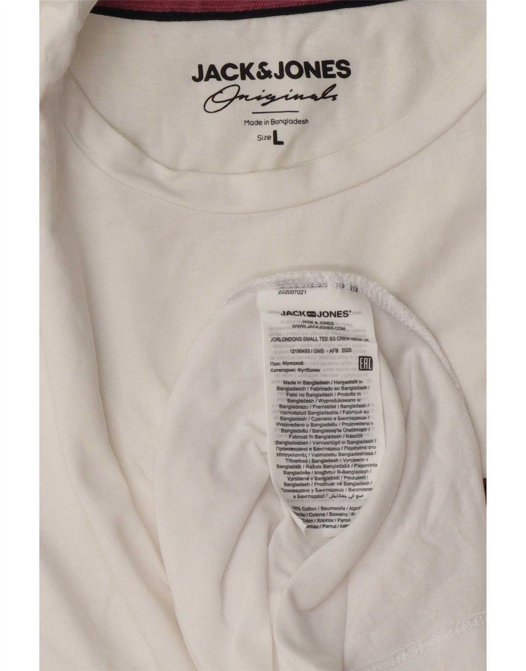Jack & Jones Herre T-Shirt Top Stor Hvid Bomuld