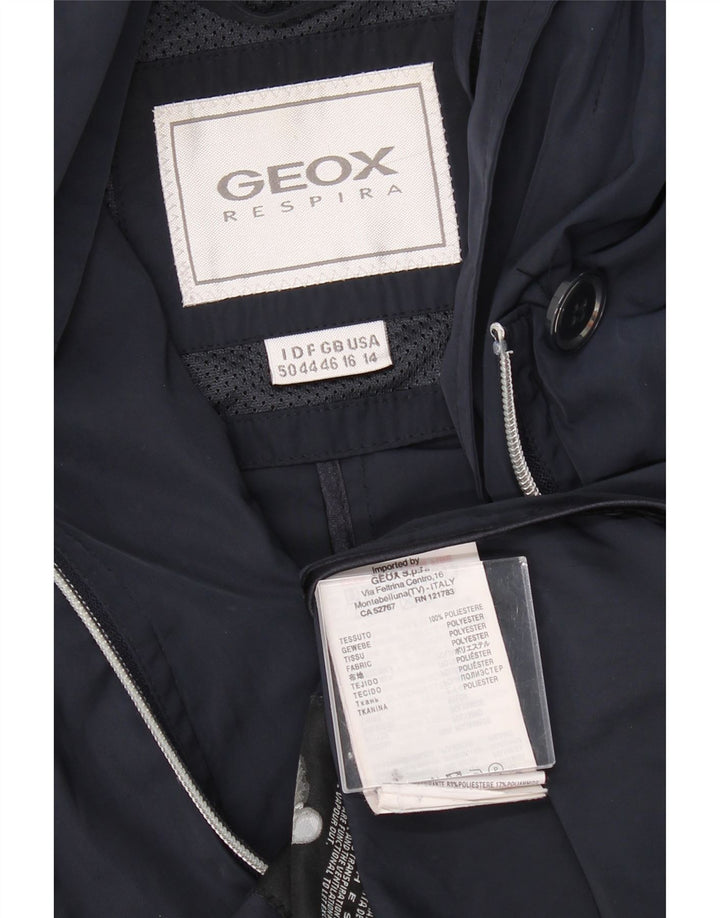 GEOX Womens Hooded Utility Jacket UK 16 Large  Navy Blue Polyester Vintage Geox and Second-Hand Geox from Messina Hembry 