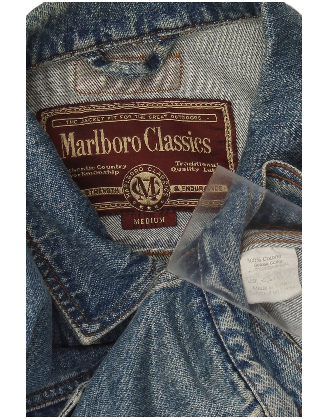 Marlboro Classics Denimjakke til mænd UK 38 Medium Blue Cotton