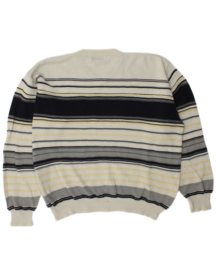 Paul R. Smith Herre V-hals sweater Stor flerfarvet stribet bomuld
