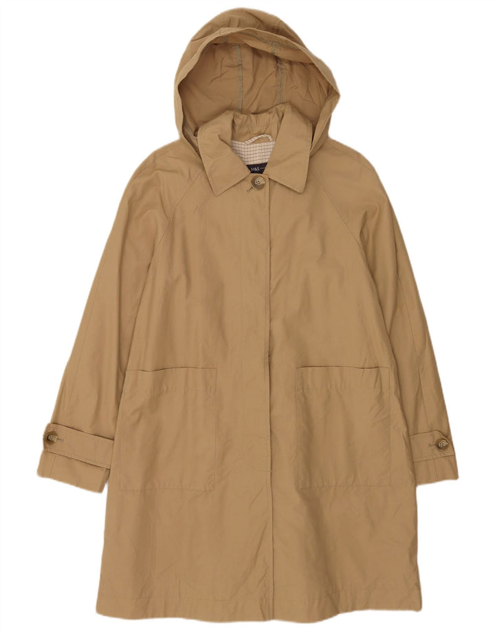 Marks & Spencer Regnfrakke med hætte til kvinder UK 12 Medium Beige Bomuld