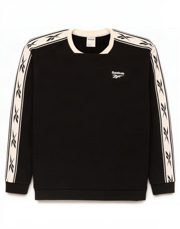 Reebok Dame grafisk sweatshirt Jumper UK 12/14 Medium Black Colourblock