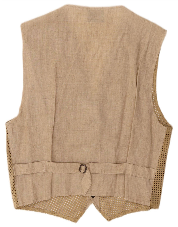 Vintage herre ruskindsvest IT 46 Lille beige læder