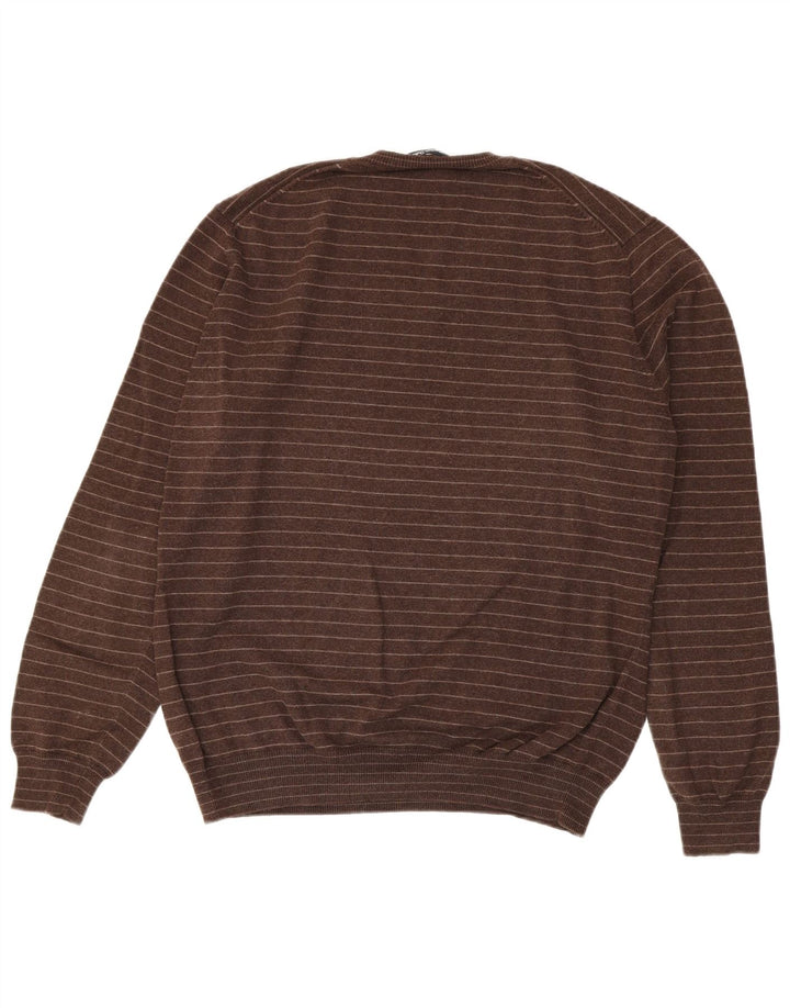 Massimo Dutti Herre V-hals sweater XL Brun Stribet