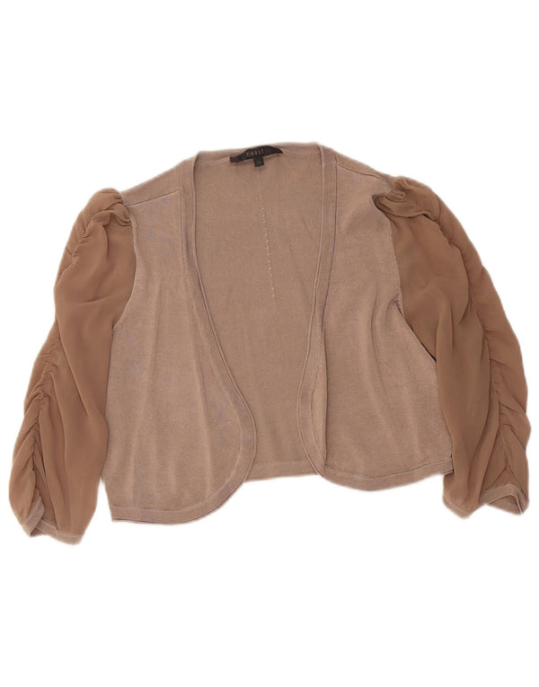 Coast Womens 3/4 ærmet Bolero Jumper UK 14 Medium Brown Colourblock