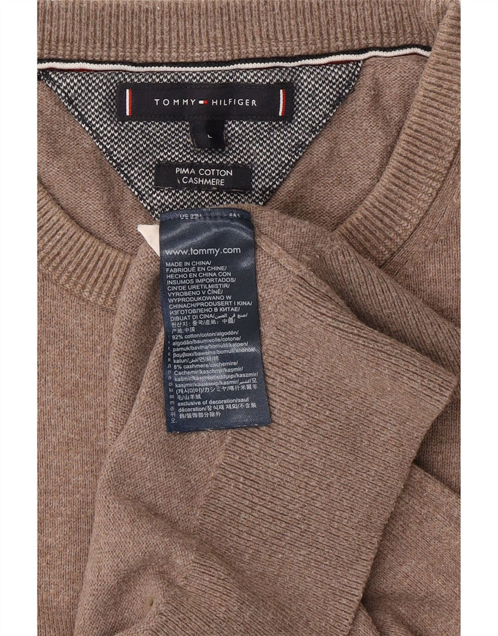 TOMMY HILFIGER Mens Crew Neck Jumper Sweater Large Brown Cotton Vintage Tommy Hilfiger and Second-Hand Tommy Hilfiger from Messina Hembry 