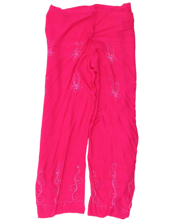 Vintage kvinders wrap harem bukser W26 L33 Pink Floral Rayon