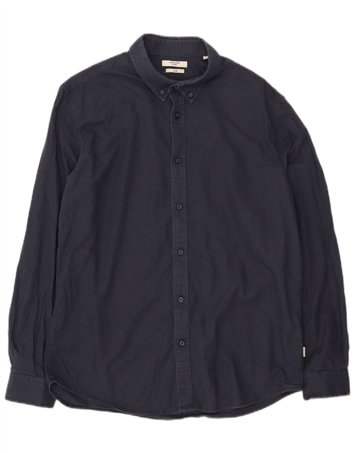 Jack & Jones herre slim skjorte XL marineblå bomuld
