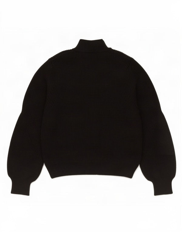 Zara Womens Crop Turtle Neck Jumper Sweater UK 14 Large Black Viscose