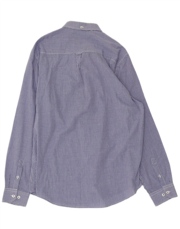 BEN SHERMAN Mens Grant Fit Shirt Large Blue Gingham Cotton