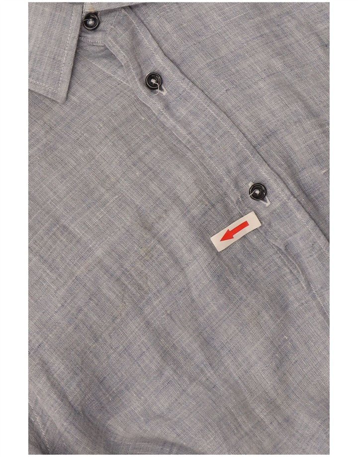 Trussardi herreskjorte str. 39 Medium Blue Flecked Linen