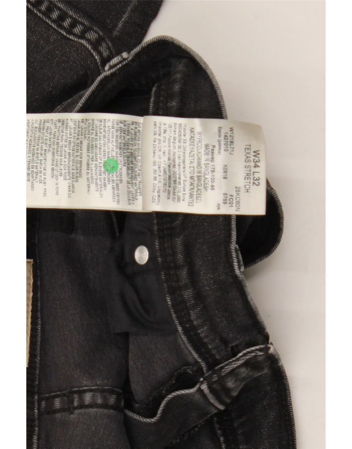 Wrangler Herre Texas Stretch Straight Jeans W34 L32 Sort Bomuld