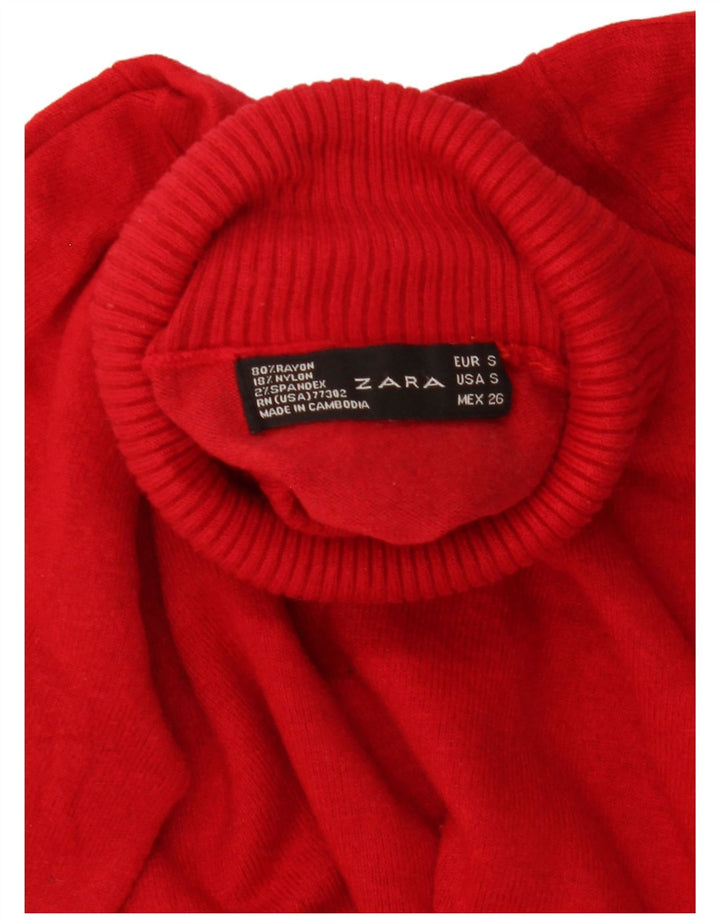 Zara Dame Rullehals Sweater UK 10 Lille Rød