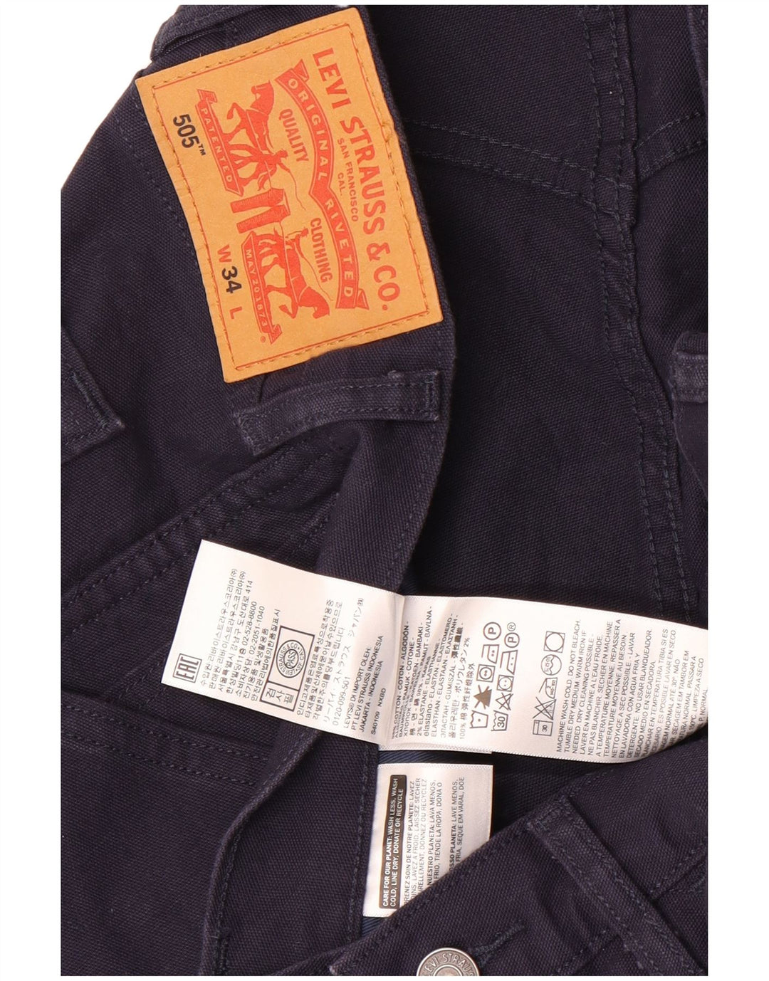 Levi's Herre 505 Casual Shorts W34 Large Navy Blue Bomuld